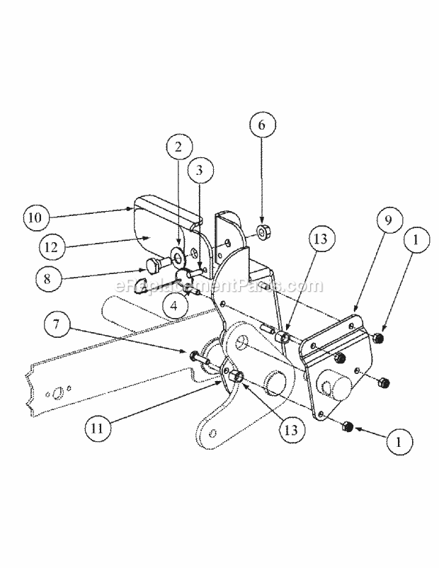 Foot Pedal Deck Lift Assembly Diagram and Parts List for M54-HN 53BB5ETW750 Cub Cadet Sprayer